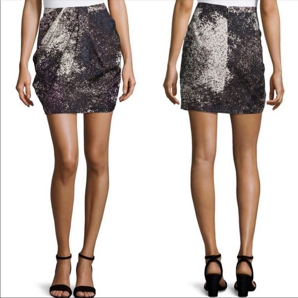 Halston Heritage Splatter Mini Skirt with Pockets - Picture 1 of 13